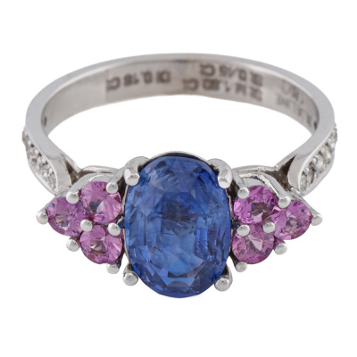 1.80ct Ceylon Unheated Sapphire & Diamond Ring