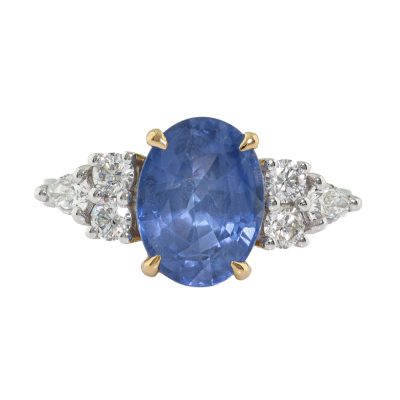 3.96ct Blue Ceylon Sapphire & Diamond Ring GSL