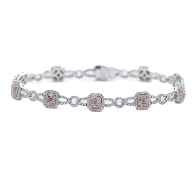Pink & White Diamond Bracelet 18ct Gold