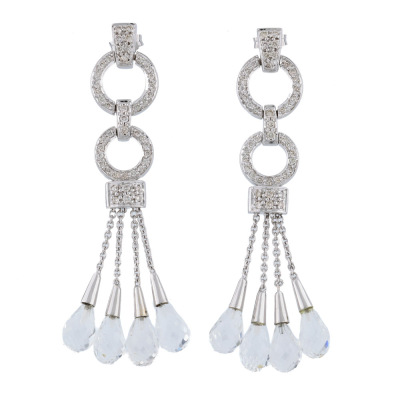 Topaz & Diamond Drop Earrings 18ct White Gold