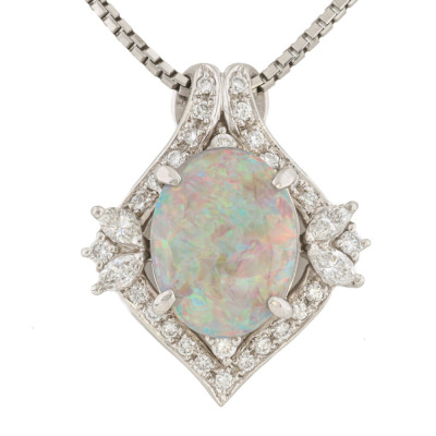 3.48ct Opal & Diamond Pendant