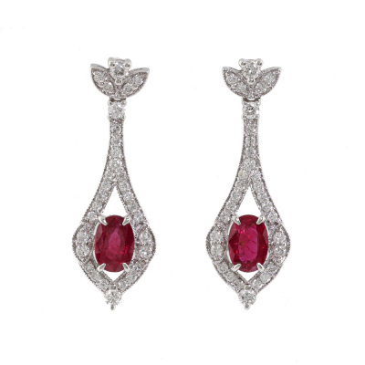 1.57ct Mozambique Ruby & Diamond Earrings GSL
