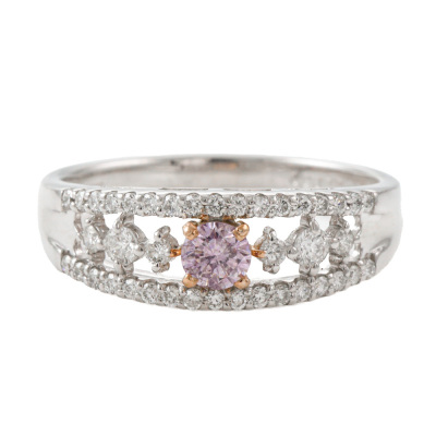 0.23ct Purplish Pink Diamond Platinum Ring GSL