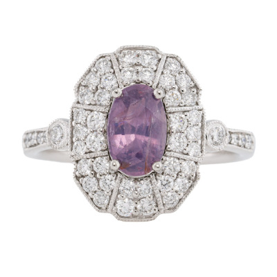 1.26ct Unheated Kashmir Purplish Pink Sapphire Ring GIA