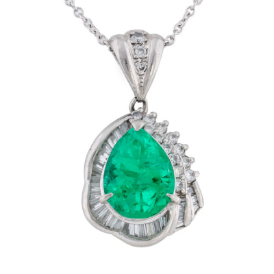 2.98ct Columbian Emerald & Diamond Pendant