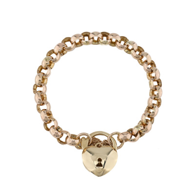 Chain Bracelet with Padlock, 10ct & 9ct 20.6g