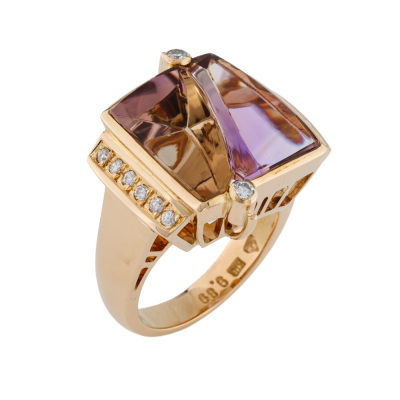 9.89ct Ametrine & Diamond Ring, Gold 13.9G