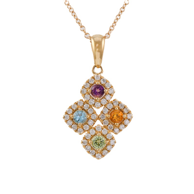 Amethyst, Topaz, Citrine and Diamond Pendant