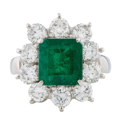 2.72ct Muzo Green Colombian Emerald Ring GRS