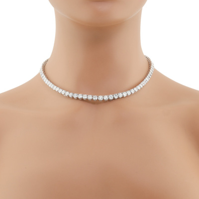 29.45ct Diamond Tennis Necklace GSL