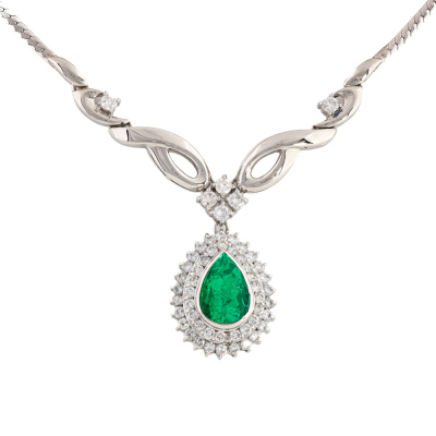 3.01ct Colombian Emerald & Diamond Necklace GIA