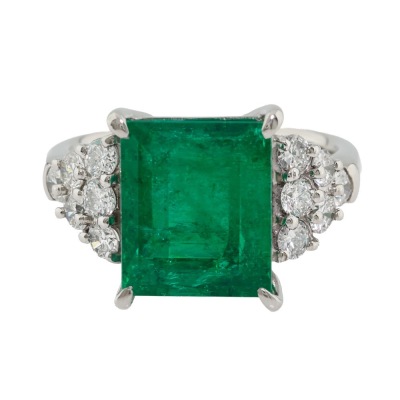 4.87ct Muzo Green Colombian Emerald Ring GRS