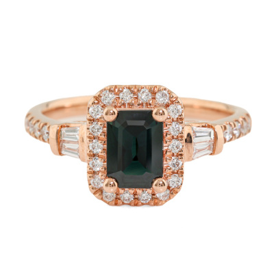 1.00ct Emerald Cut Sapphire & Diamond Ring