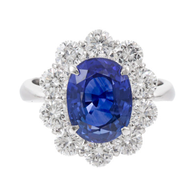 3.98ct Sri Lankan Royal Blue Sapphire Ring AIGS