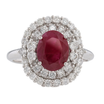 2.47ct Burmese Ruby Oscar Friedman Ring GIA
