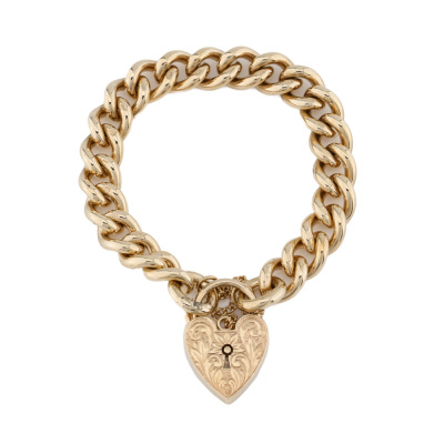 Chain Bracelet with Padlock, 9ct Gold 78.3g