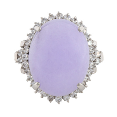 16.92ct Lavender Jade & Diamond Ring