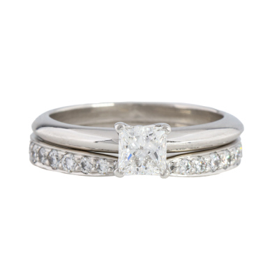 Tiffany & Co. Solitaire Ring & Harmony Band