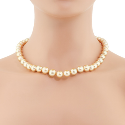 11.8 - 9.1mm Golden South Sea Pearl Strand Necklace