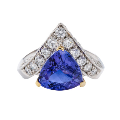3.46ct Tanzanite and 1.24ct Diamond Ring