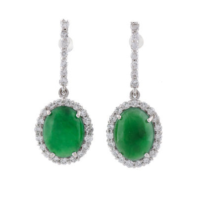 5.33ct Jade & Diamond Drop Earrings