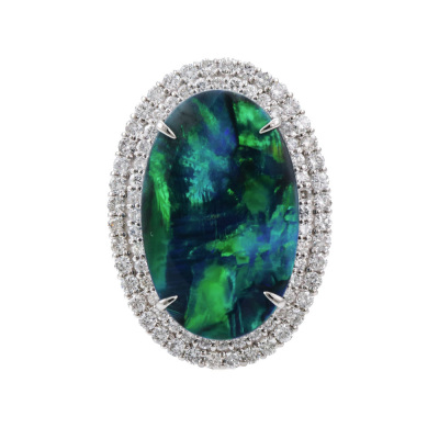 6.72ct Black Opal & Diamond Ring