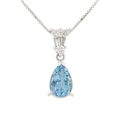 1.23ct Aquamarine & Diamond Pendant
