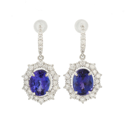 5.85ct Tanzanite & Diamond Drop Earrings