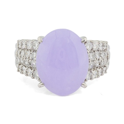 6.84ct Lavender Jade & Diamond Ring