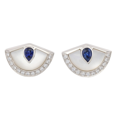 Sapphire, Diamond & Mother of Pearl Earrings