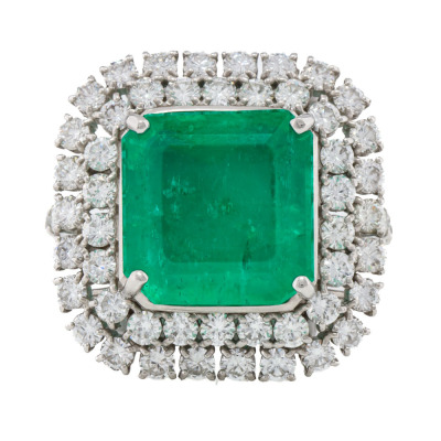 6.91ct Colombian Emerald & Diamond Ring GIA
