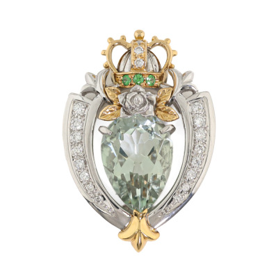 5.06ct Prasiolite & Diamond Pendant, 18ct Gold