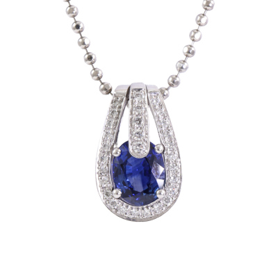 1.52ct Sapphire & Diamond Pendant
