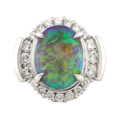 4.45ct Black Opal & Diamond Ring