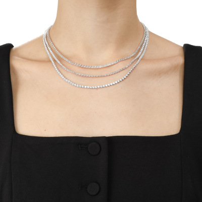 19.92ct Diamond 3 Row Tennis White Gold Necklace