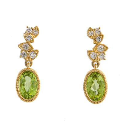 0.85ct Peridot & Diamond Earrings