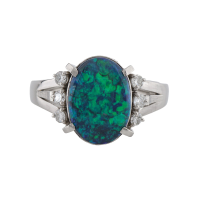 2.48ct Black Opal & Diamond Ring