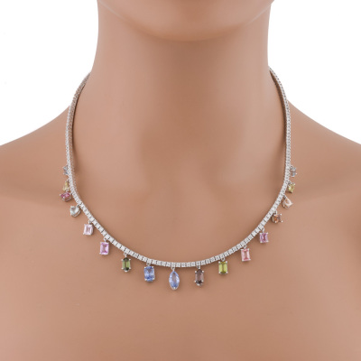 Sapphire & Diamond Oscar Friedman Necklace GIA