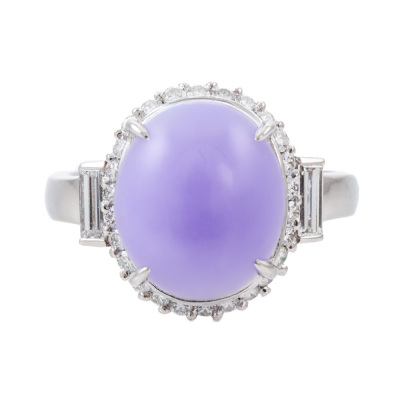 5.48ct Lavender Jade & Diamond Ring