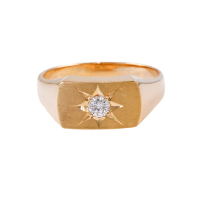 Diamond Mens Ring, 18ct Gold 9.0g