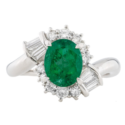 1.45ct Colombian Emerald & Diamond Ring