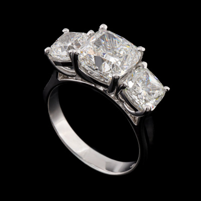 5.03ct Diamond Trilogy Ring GIA - 8