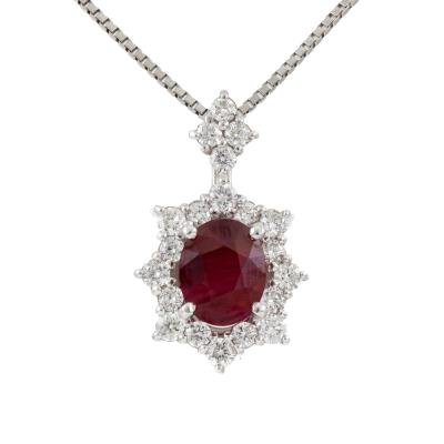 2.25ct Burmese Ruby & Diamond Pendant