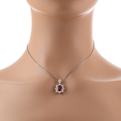 2.25ct Burmese Ruby & Diamond Pendant - 5