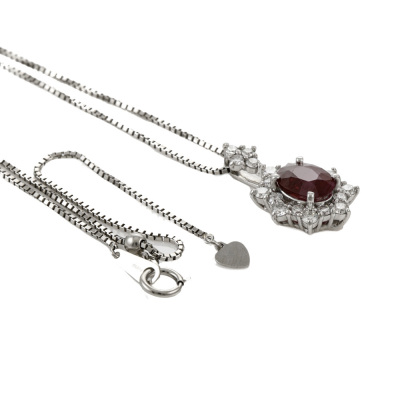 2.25ct Burmese Ruby & Diamond Pendant - 7