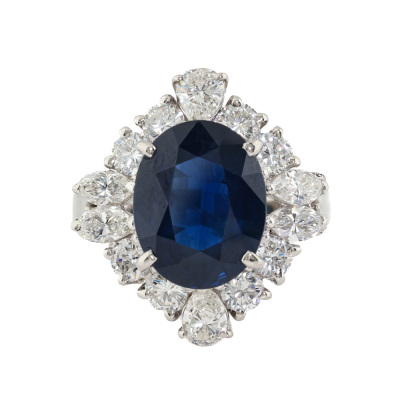 5.02ct Sapphire & 1.64ct Diamond Ring