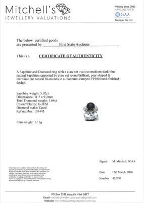 5.02ct Sapphire & 1.64ct Diamond Ring - 3