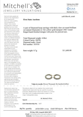 4.06ct Diamond Hoop Earrings - 2