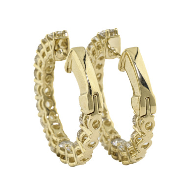 4.06ct Diamond Hoop Earrings - 5