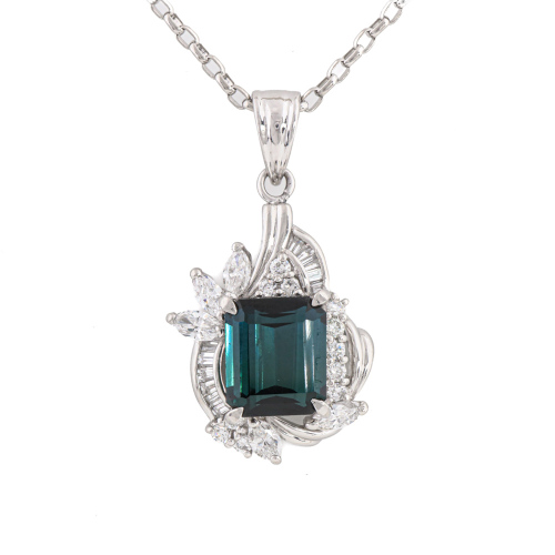 2.48ct Green Tourmaline & Diamond Pendant